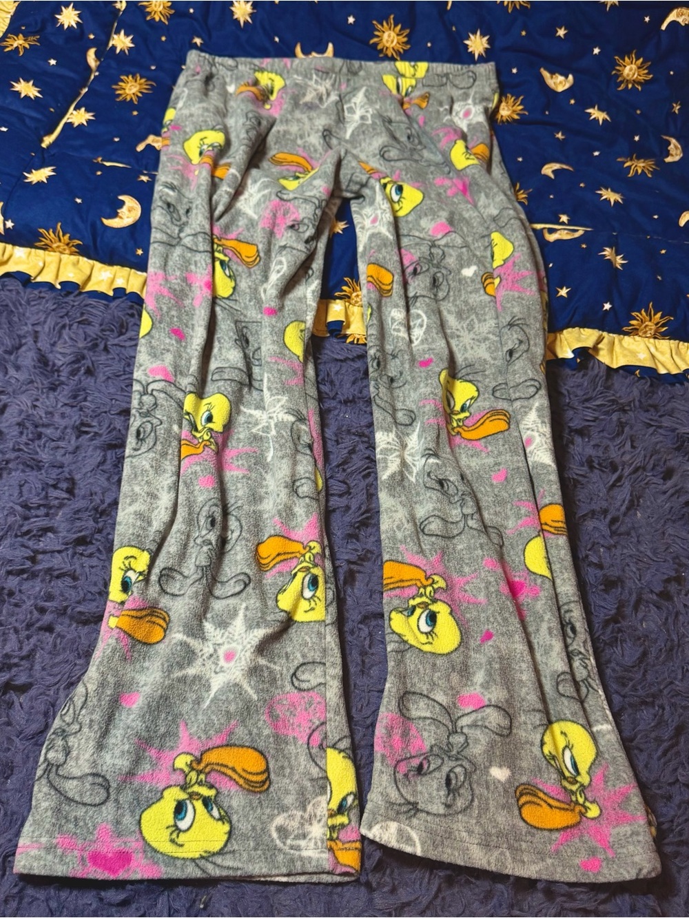 Tweety Bird Cute Y2k Gray & Pink Lounge Soft Pajama Pants Size Large
